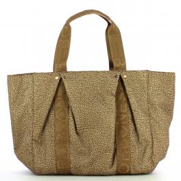 Borbonese Shopping Bag Large in Nylon Riciclato Beige Marrone - 1