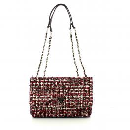 Guess Borsa a spalla convertibile Cessily Tweed Beet Red Multi - 1