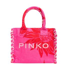 Pinko Shopper Beach in canvas riciclato Rosa Rosso - 1