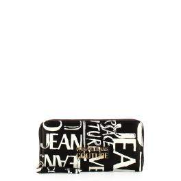 Versace Jeans Couture Portafoglio Zip Around Logo Brush Couture Black White - 1